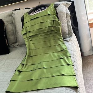 Tank dress semi formal or casual. Fully lined poly-spandex. Kiwi green. 8petite